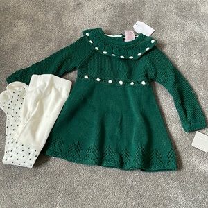 TAHARI Baby Knit Sweater Dress with Warm Stockings